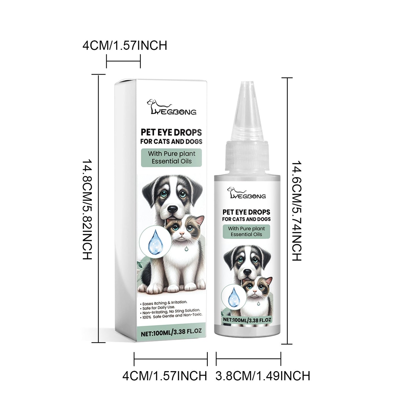 Eye Drops For Cats And Dogs, Pet Eye Clean Eye Care Drops For Tear Stains And Dirt